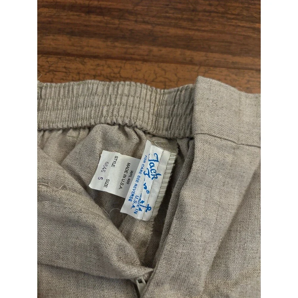 Vintage Jack Tar Togs Boys 2pc Linen Suit Jacket Pants Beige Tan Size 5 Style 46